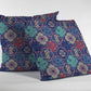 16” Navy Red Trellis Suede Zippered Throw Pillow