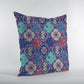 18” Navy Red Trellis Suede Zippered Throw Pillow