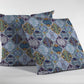 16” Orange Blue Trellis Suede Zippered Throw Pillow