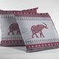 18” Red White Ornate Elephant Zippered Suede Throw Pillow