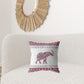 18” Red White Ornate Elephant Zippered Suede Throw Pillow