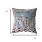 16” Blue Brown Ornate Elephant Zippered Suede Throw Pillow