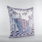 16” Blue Purple Ornate Elephant Zippered Suede Throw Pillow