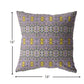 18” Purple Yellow Geofloral Zippered Suede Throw Pillow