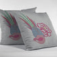 18” Pink White Peacock Zippered Suede Throw Pillow