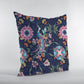 16" Navy Pink Peacock Zippered Suede Throw Pillow