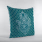 18” Teal White Hamsa Suede Zippered Throw Pillow
