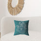 18” Teal White Hamsa Suede Zippered Throw Pillow