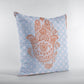 16” Blue Orange Hamsa Suede Zippered Throw Pillow