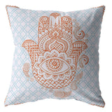18” Blue Orange Hamsa Suede Zippered Throw Pillow
