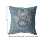 16” Slate Blue Hamsa Suede Zippered Throw Pillow
