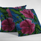 16” Pink Blue Hibiscus Zippered Suede Throw Pillow