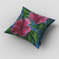 16” Pink Blue Hibiscus Zippered Suede Throw Pillow