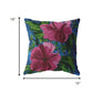18” Pink Blue Hibiscus Zippered Suede Throw Pillow