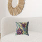 16” Terracotta Hibiscus Zippered Suede Throw Pillow