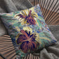 18” Terracotta Hibiscus Zippered Suede Throw Pillow