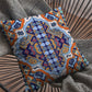 18" Orange Blue Boho Zippered Suede Throw Pillow
