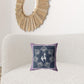 16” Navy Purple Horse Zippered Suede Throw Pillow