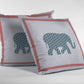 18” Blue Pink Elephant Zippered Suede Throw Pillow