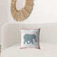 18” Blue Pink Elephant Zippered Suede Throw Pillow