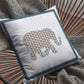 16” Gold White Elephant Zippered Suede Throw Pillow