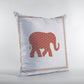 16” Orange White Elephant Zippered Suede Throw Pillow