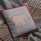 16” Red Gray Elephant Zippered Suede Throw Pillow