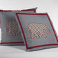 18” Red Gray Elephant Zippered Suede Throw Pillow