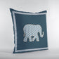 18” Spruce Blue Elephant Zippered Suede Throw Pillow