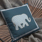 18” Spruce Blue Elephant Zippered Suede Throw Pillow