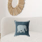 18” Spruce Blue Elephant Zippered Suede Throw Pillow