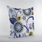 16” Navy White Floral Suede Zippered Throw Pillow