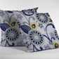 16” Navy White Floral Suede Zippered Throw Pillow