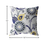 16” Navy White Floral Suede Zippered Throw Pillow