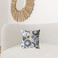 16” Navy White Floral Suede Zippered Throw Pillow