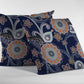 16” Indigo Orange Floral Suede Zippered Throw Pillow