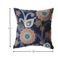 16” Indigo Orange Floral Suede Zippered Throw Pillow