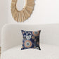 16” Indigo Orange Floral Suede Zippered Throw Pillow