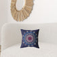 16"x16" Navy Zippered Suede Floral Throw Pillow