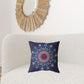 18"x18" Navy Zippered Suede Floral Throw Pillow