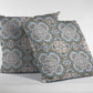 16” Blue Orange Mandala Zippered Suede Throw Pillow