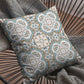 18” Blue Orange Mandala Zippered Suede Throw Pillow