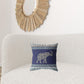 16” Navy Ornate Elephant Zippered Suede Throw Pillow