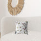 16" White Butterflies Zippered Suede Throw Pillow