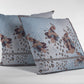 16” Blue Brown Boho Bird Zippered Suede Throw Pillow