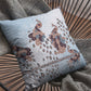 18” Blue Brown Boho Bird Zippered Suede Throw Pillow
