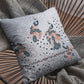 16” Gray Black Boho Bird Zippered Suede Throw Pillow