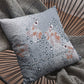 16” Gray Orange Boho Bird Zippered Suede Throw Pillow
