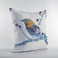 16” Blue White Robin Zippered Suede Throw Pillow