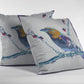 16” Blue White Robin Zippered Suede Throw Pillow
